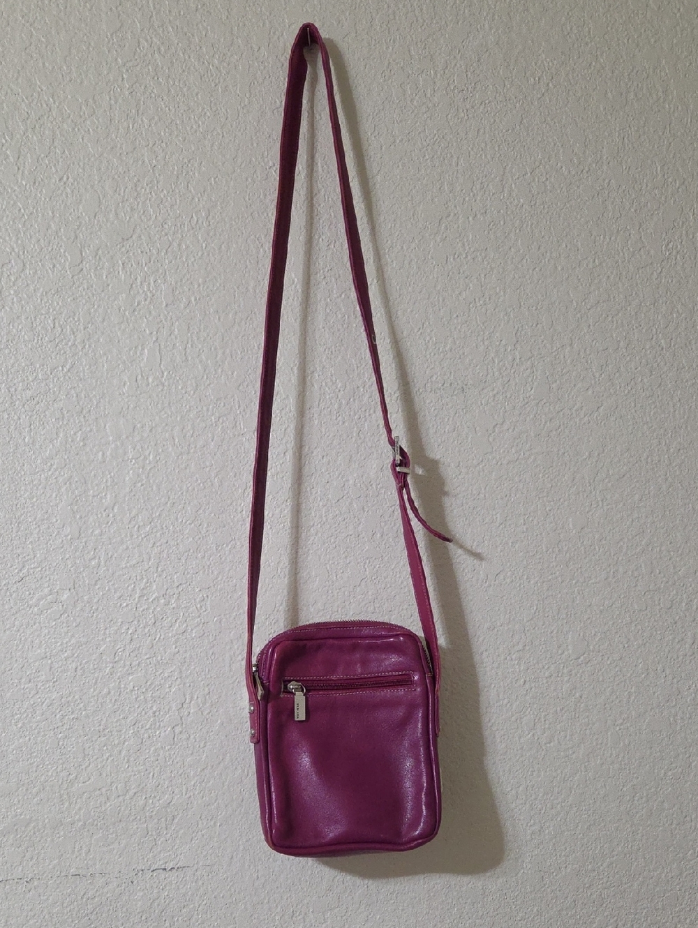 Perlina Plum Leather Crossbody Bag